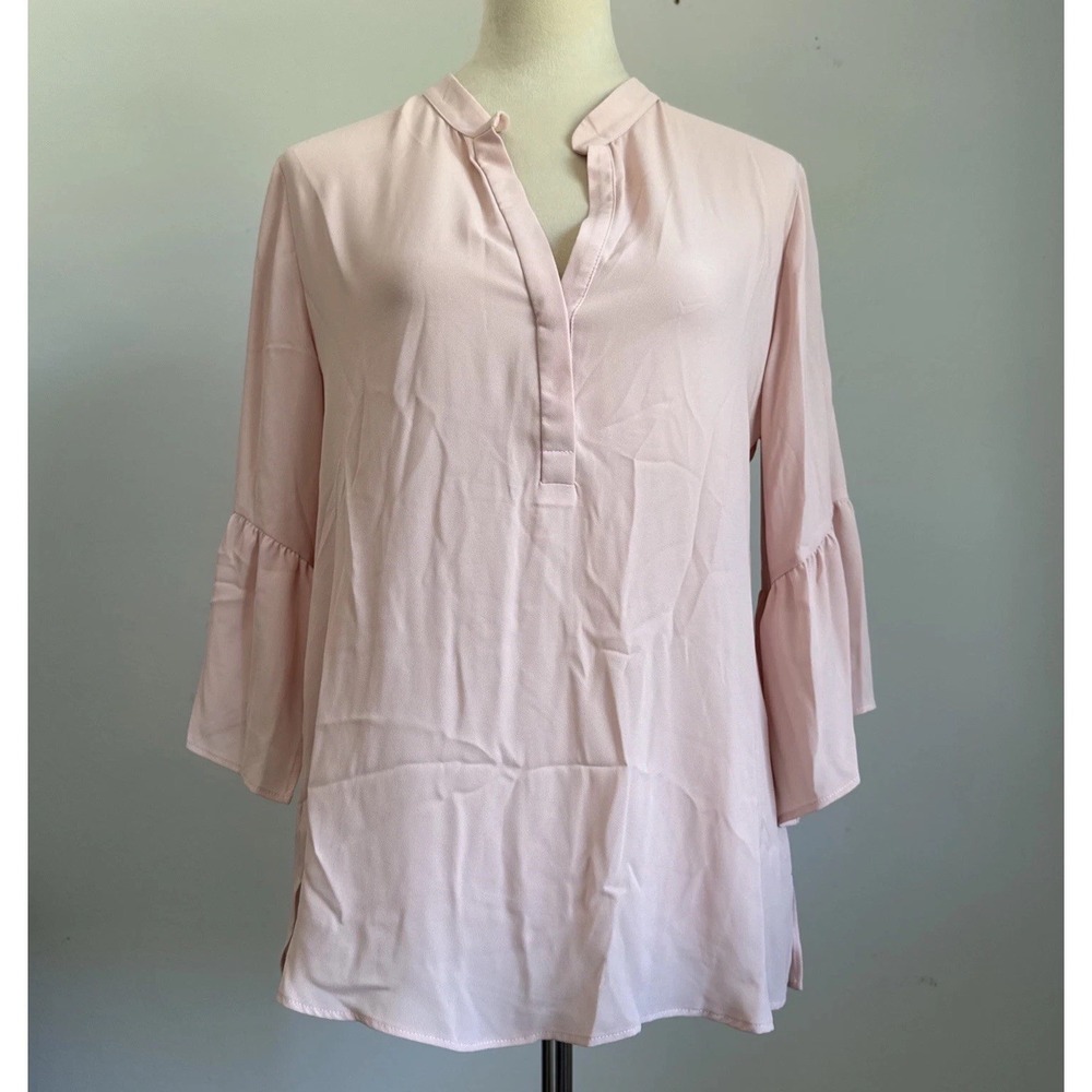 Blush Pink Boho Peplum Tunic Bell Sleeve Flowy Top‎ M Love Affair EU